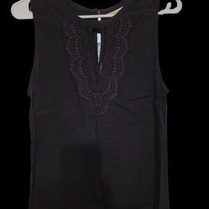 Pale Sky M Black Lace detail blouse tank top